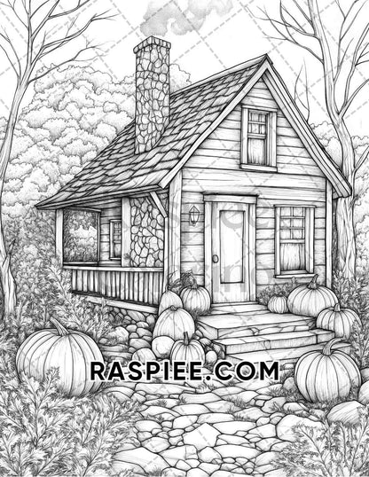 Hello Autumn Adult Coloring Pages Printable PDF Instant Download - RASPIEE