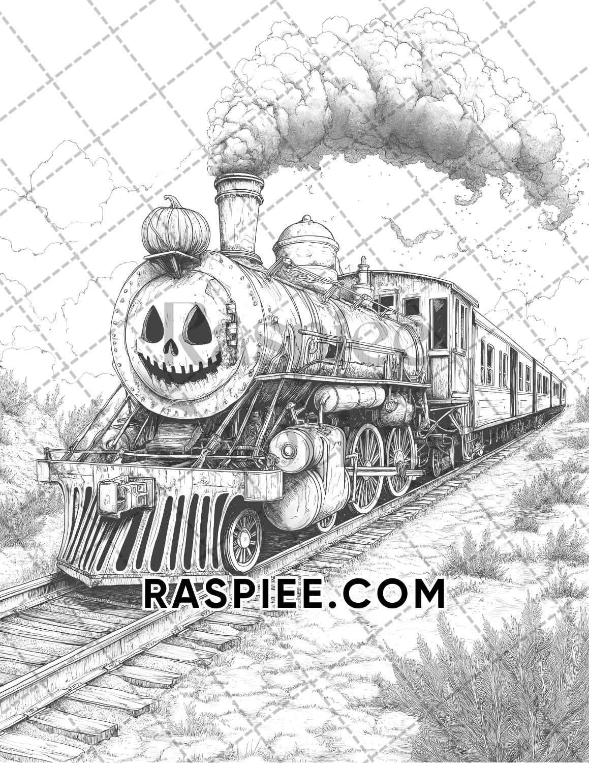 Halloween Surreal Adult Coloring Pages Printable PDF Instant Download - RASPIEE