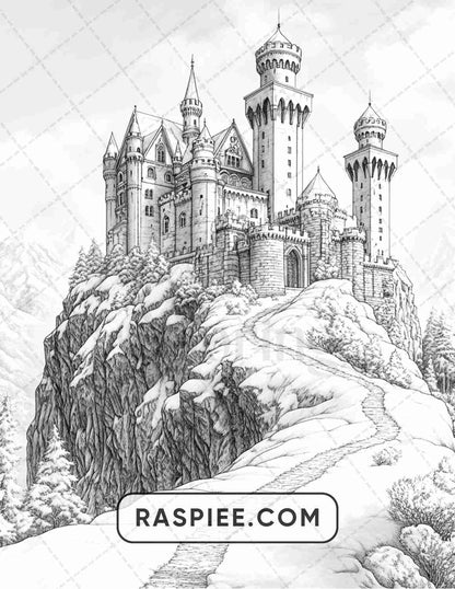 82 Winter Landscapes Adult Coloring Pages - RASPIEE