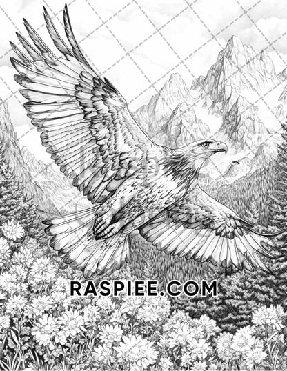 Flowers and Birds Adult Coloring Pages Printable PDF Instant Download - RASPIEE