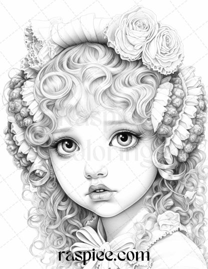 40 Cute Decora Girls Grayscale Coloring Pages Printable for Adults Kids, PDF File Instant Download - Raspiee Coloring