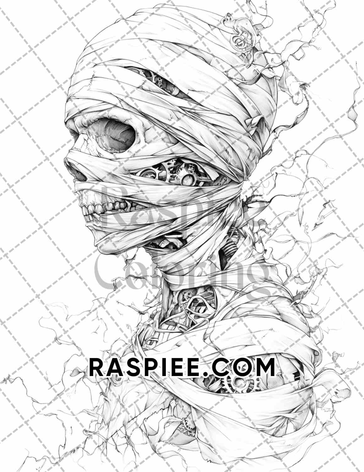 Steampunk Halloween Adult Coloring Pages Printable PDF Instant Download