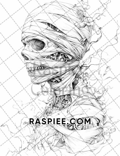 Steampunk Halloween Adult Coloring Pages Printable PDF Instant Download