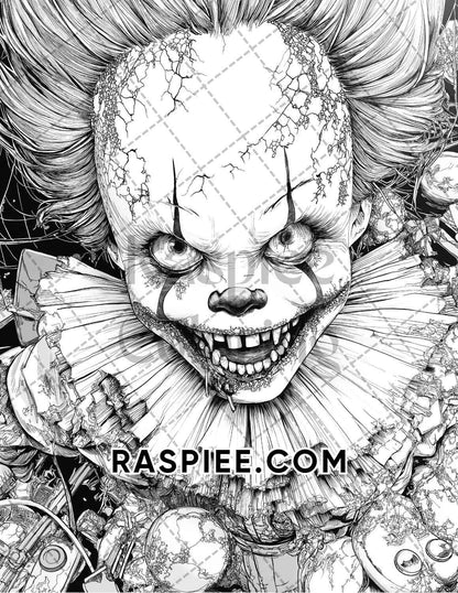 Haunted Dolls Halloween Horror Adult Coloring Pages Printable PDF Instant Download - RASPIEE