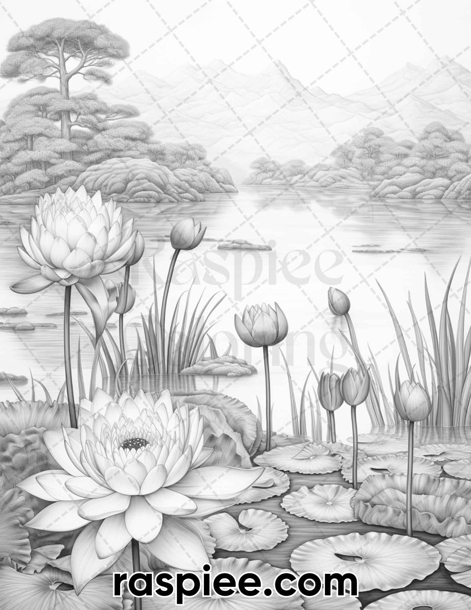 Lotus Shading Coloring Book: Grayscale coloring books for adults
