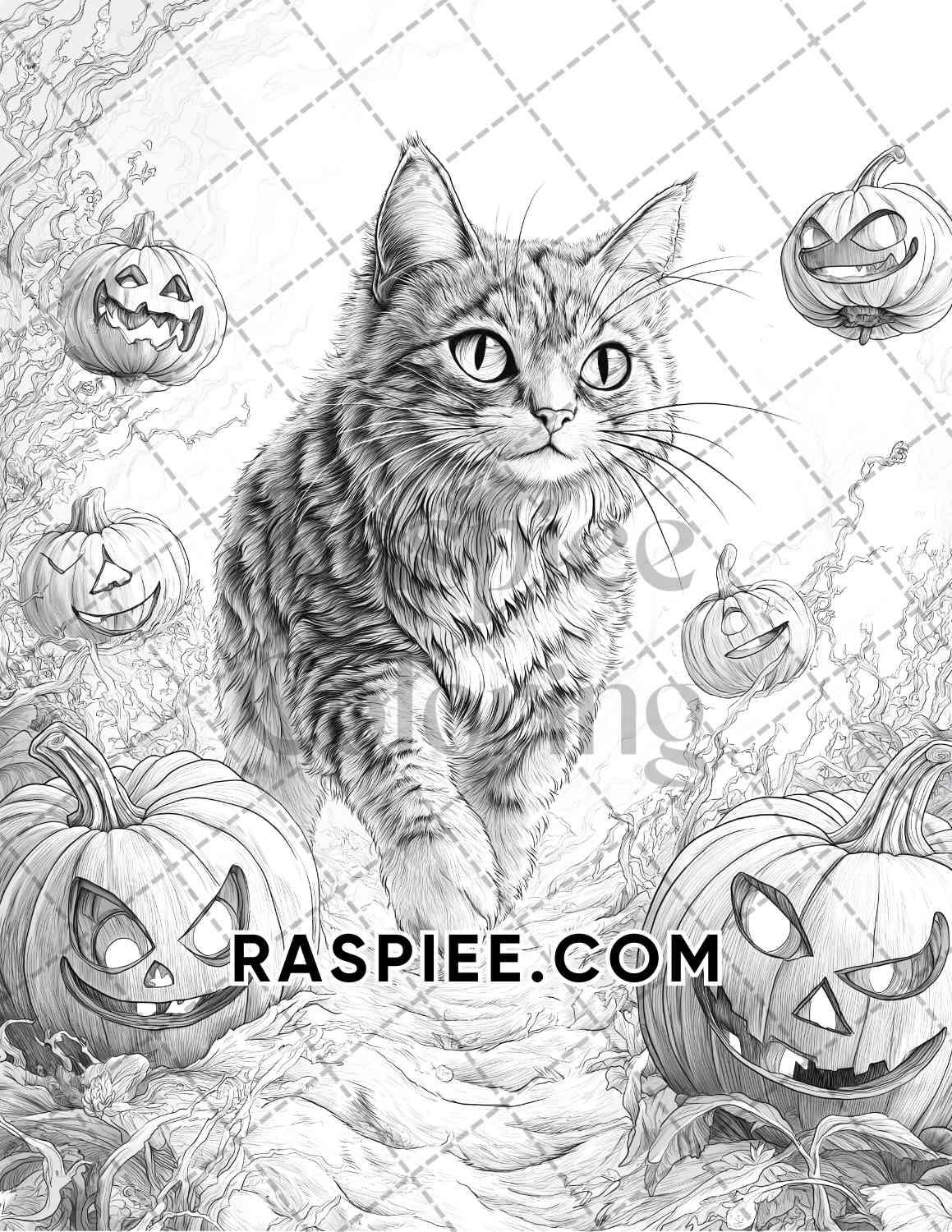 Halloween Surreal Adult Coloring Pages Printable PDF Instant Download - RASPIEE