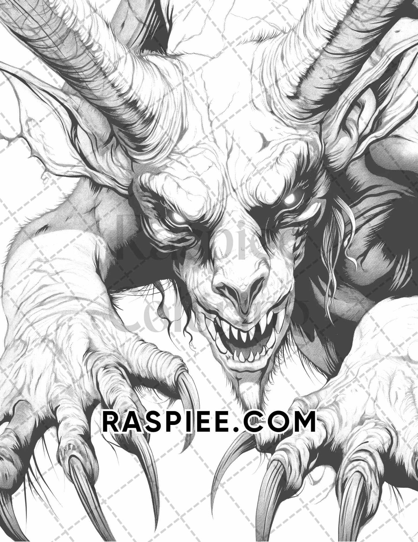 50 Spooky Monsters Halloween Adult Coloring Pages Printable PDF Instant Download - RASPIEE