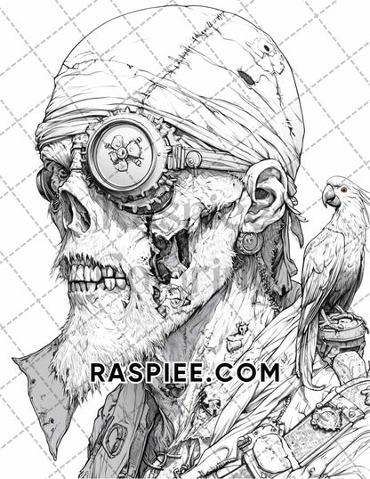 Steampunk Halloween Adult Coloring Pages Printable PDF Instant Download