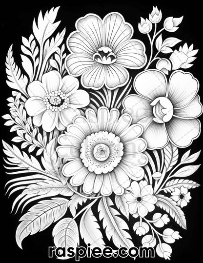 adult coloring pages, adult coloring sheets, adult coloring book pdf, adult coloring book printable, grayscale coloring pages, grayscale coloring books, spring coloring pages for adults, spring coloring book pdf, flower coloring pages for adults, flower coloring book pdf, folk art florals coloring pages