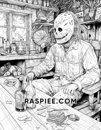 Freak Of Horror Halloween Adult Coloring Pages Printable PDF Instant Download