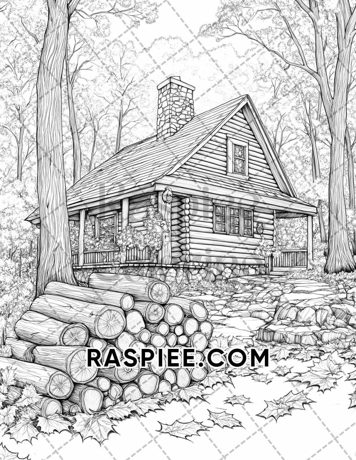 Autumn Charm Adult Coloring Pages Printable PDF Instant Download - RASPIEE