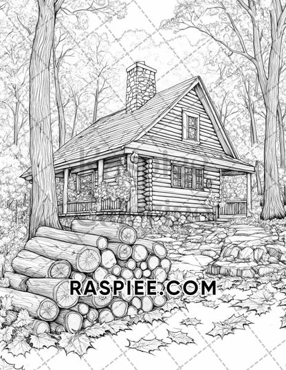 Autumn Charm Adult Coloring Pages Printable PDF Instant Download - RASPIEE