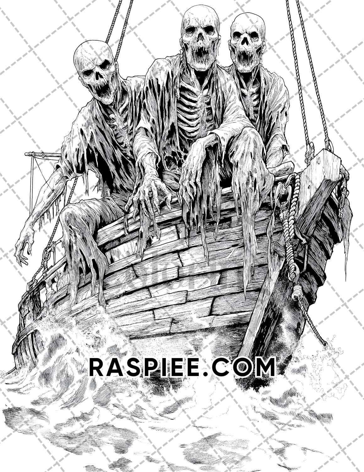 Scary Zombies Halloween Adult Coloring Pages Printable PDF Instant Download