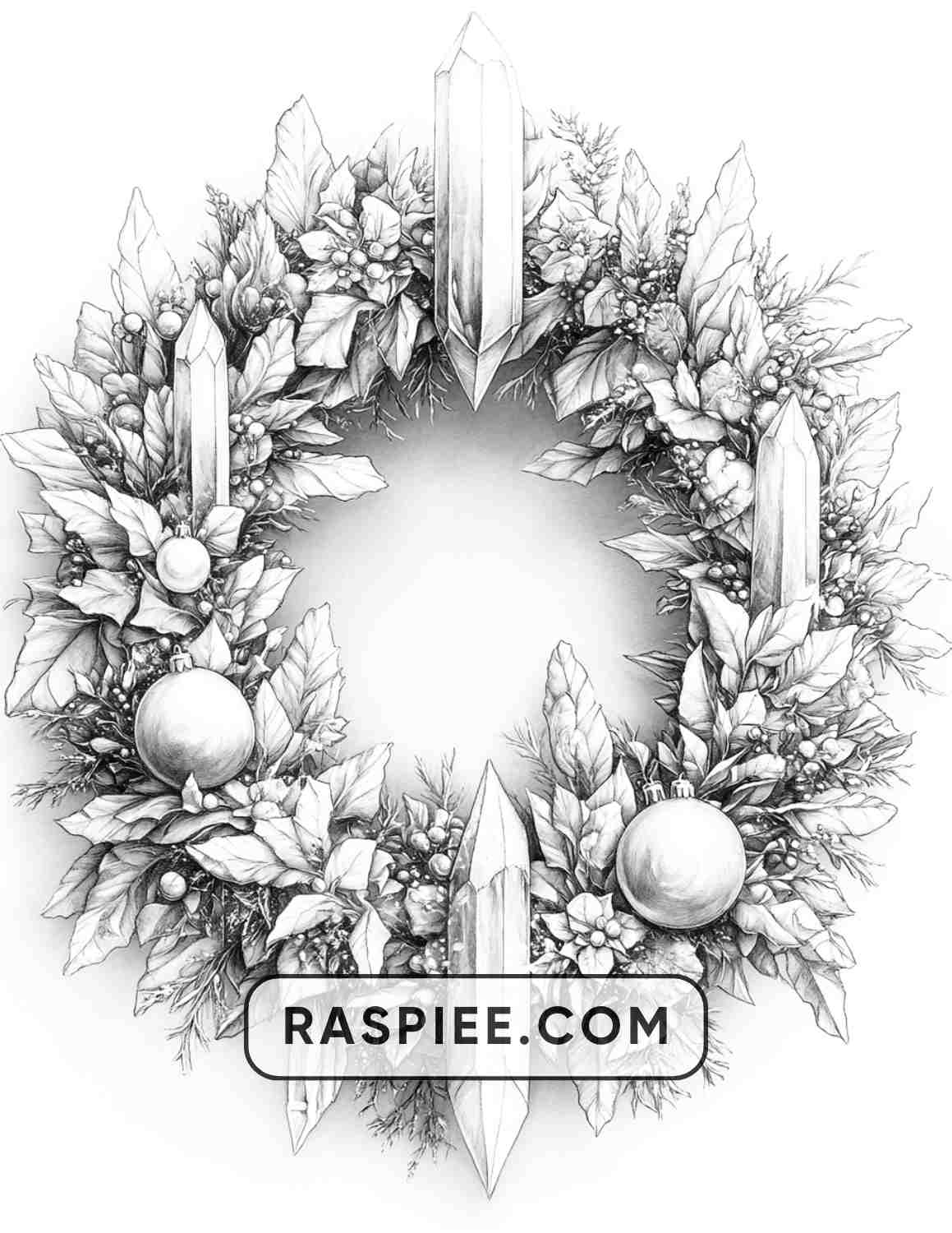 72 Christmas Wreaths Adult Coloring Pages - RASPIEE