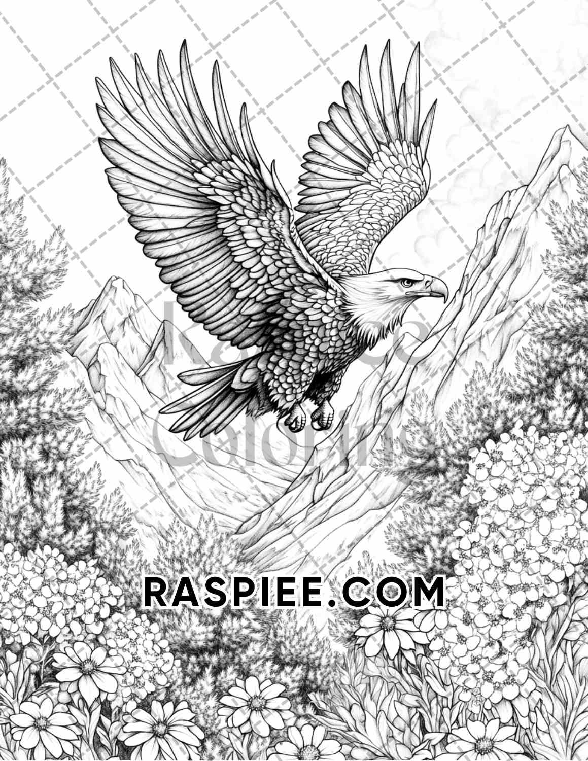 Flowers and Birds Adult Coloring Pages Printable PDF Instant Download - RASPIEE