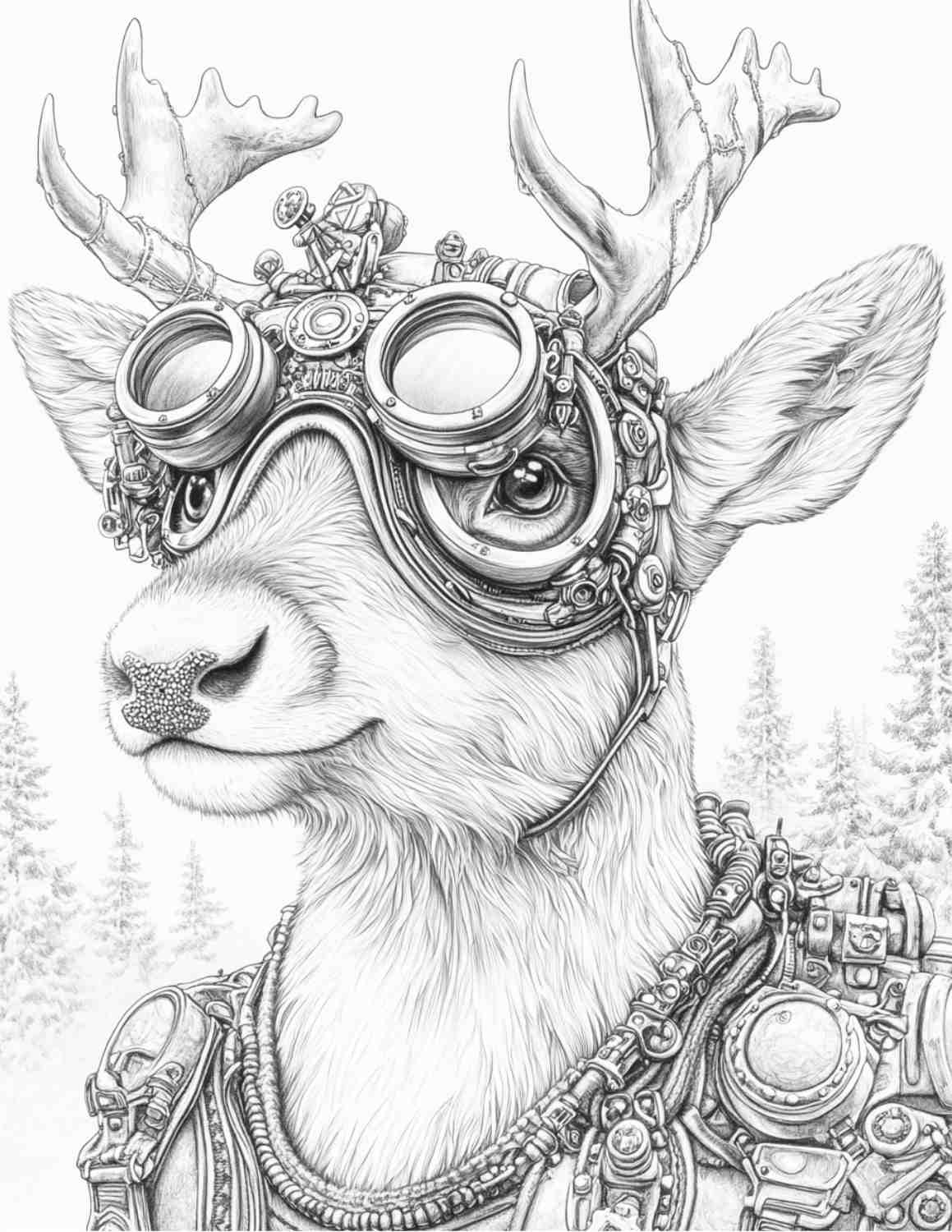 Steampunk Christmas Adult Coloring Pages Printable PDF Instant Download