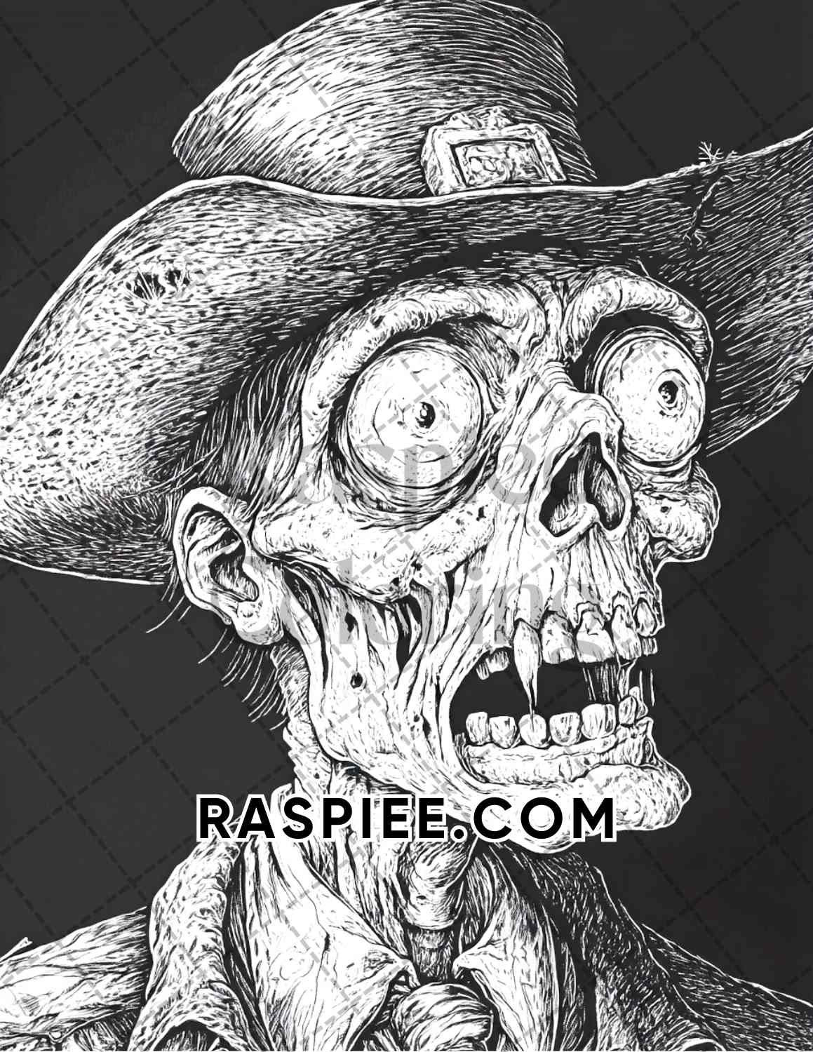 Victorian Zombies Halloween Adult Coloring Pages Printable PDF