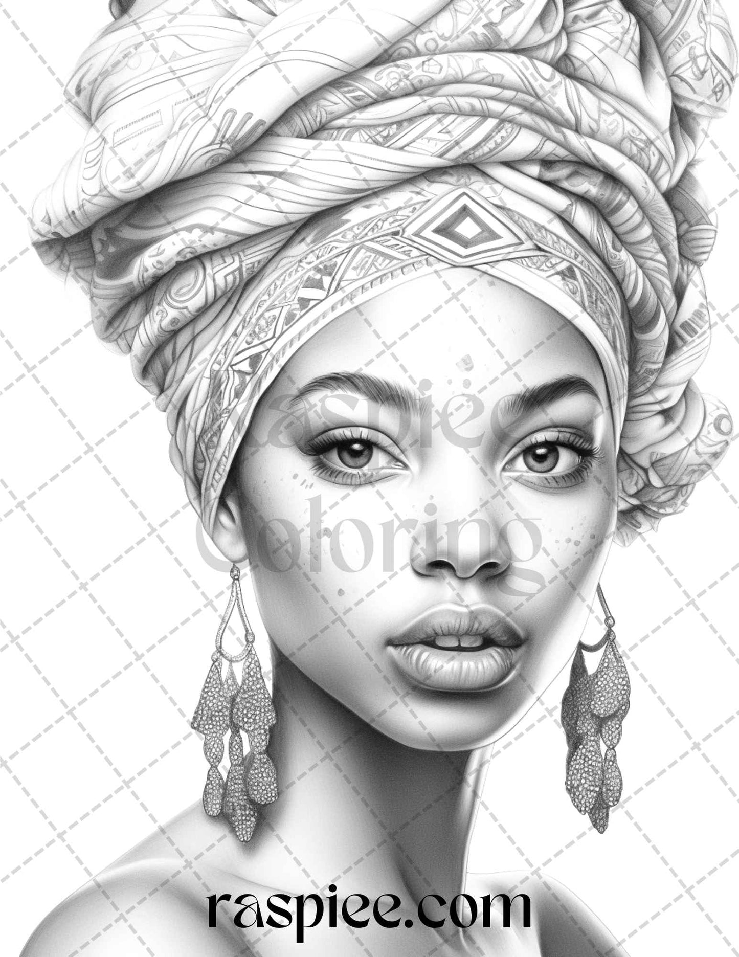 40 Beautiful African Women Grayscale Coloring Pages Printable for Adults, PDF File Instant Download - raspiee