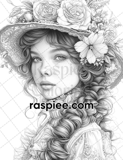 adult coloring pages, adult coloring sheets, adult coloring book pdf, adult coloring book printable, grayscale coloring pages, grayscale coloring books, portrait coloring pages for adults, portrait garden coloring book, grayscale illustration, spring adult coloring pages, victorian girl coloring pages, spring coloring book, victorian portrait coloring pages