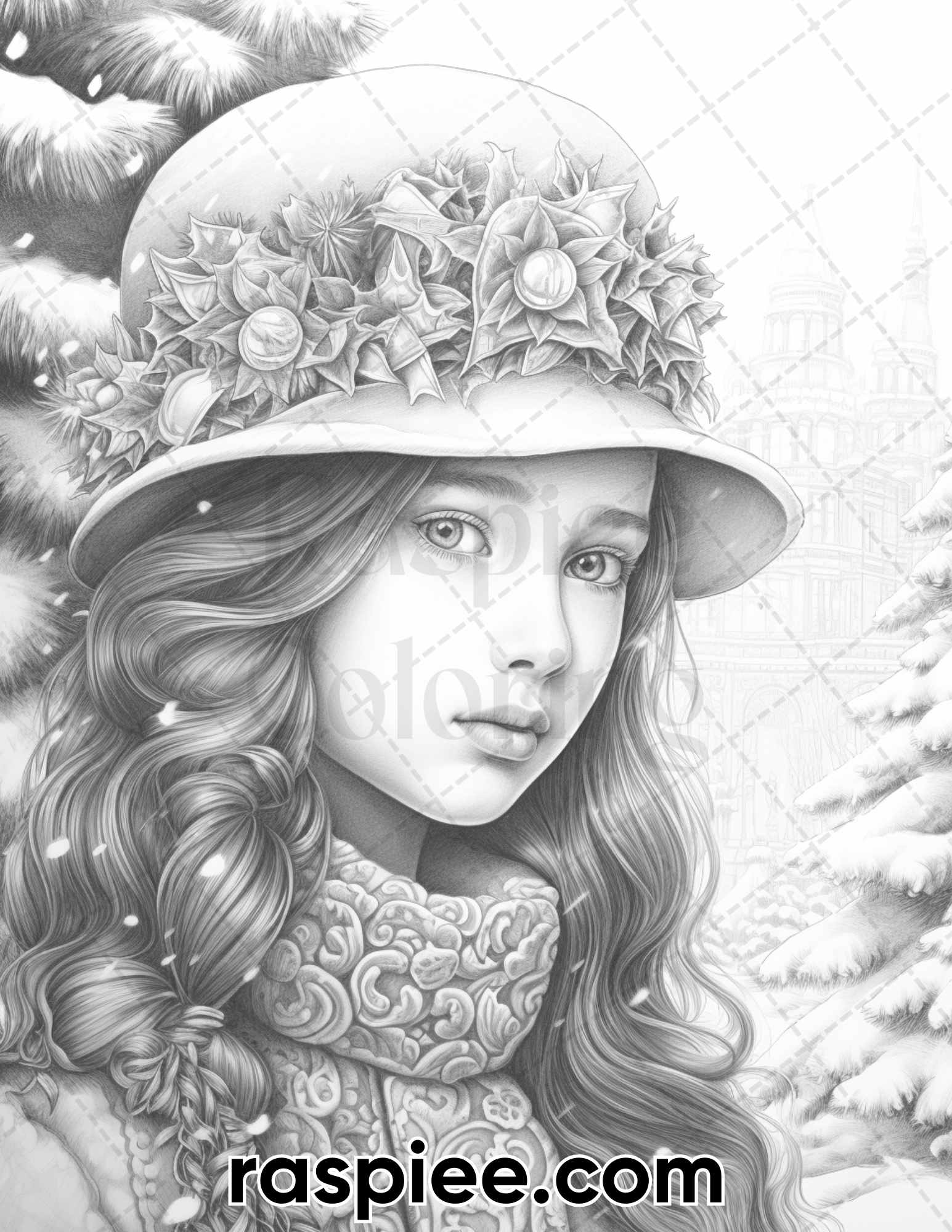 Victorian Christmas Girls Coloring Pages, Vintage Girls Coloring Activity, Portrait Coloring Pages for Adults, Christmas Coloring Pages for Adults, Xmas Coloring Pages, Christmas Coloring Book Printable, Portrait Coloring Book, Victorian Coloring Pages, Grayscale Coloring Pages