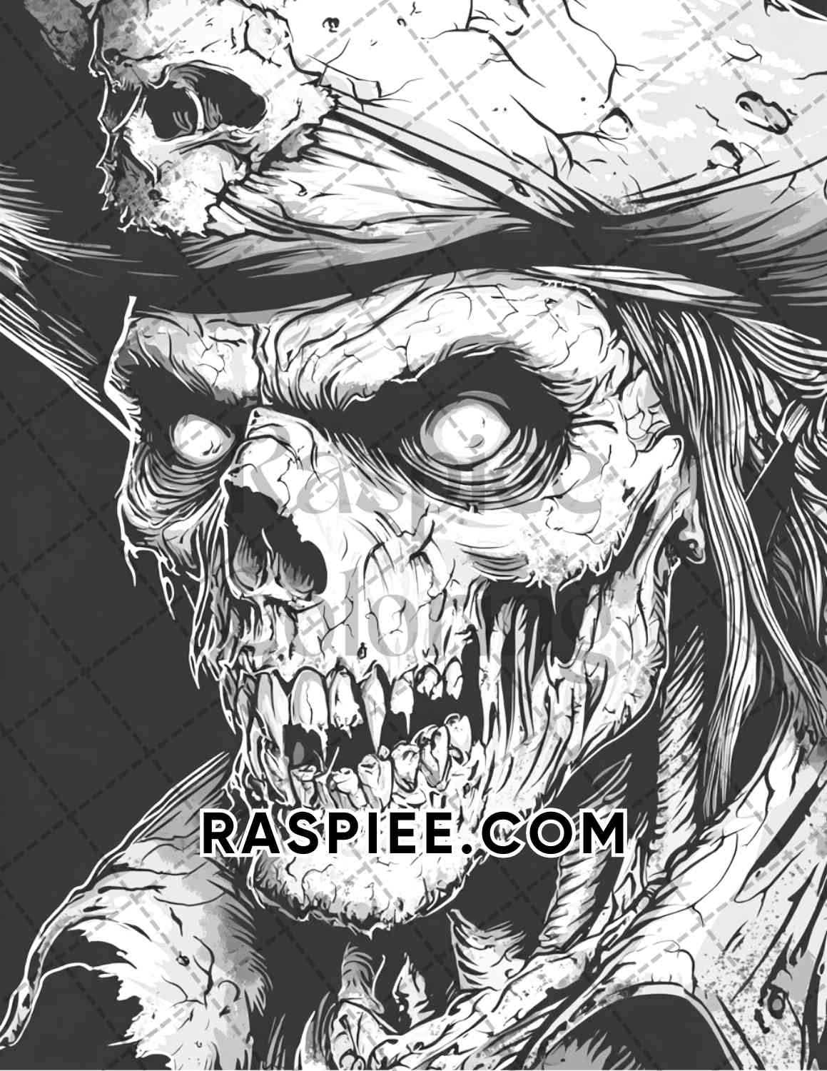 Zombie Pirates Halloween Adult Coloring Pages Printable PDF Instant Download