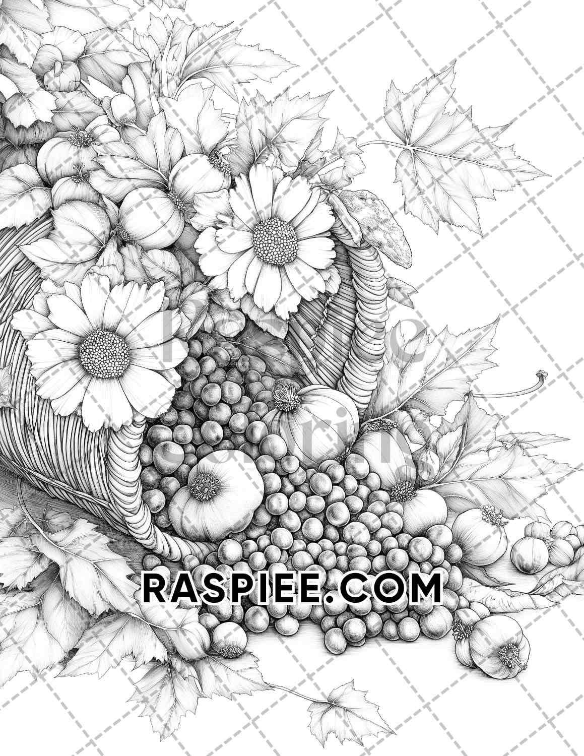 Fall Flowers Adult Coloring Pages Printable PDF Instant Download - RASPIEE