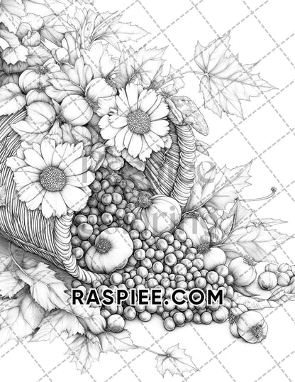 Fall Flowers Adult Coloring Pages Printable PDF Instant Download - RASPIEE