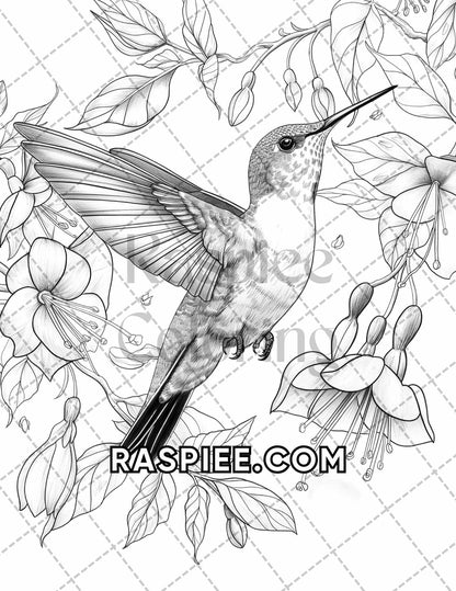 75 Animals in Flowers Grayscale Adult Coloring Pages Printable PDF Instant Download - RASPIEE