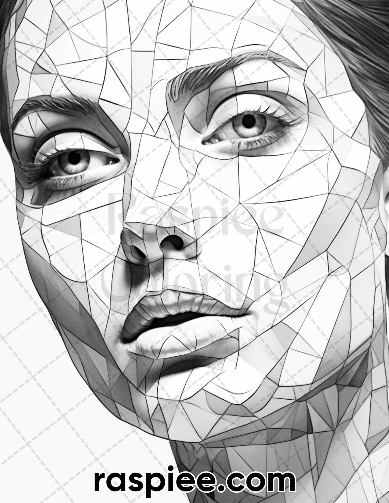 Abstract Faces Coloring Book for Adults: Grayscale Faces Coloring Book  Women Portraits Coloring Book Fractal Faces grayscale coloring book A4 64P  (Paperback)