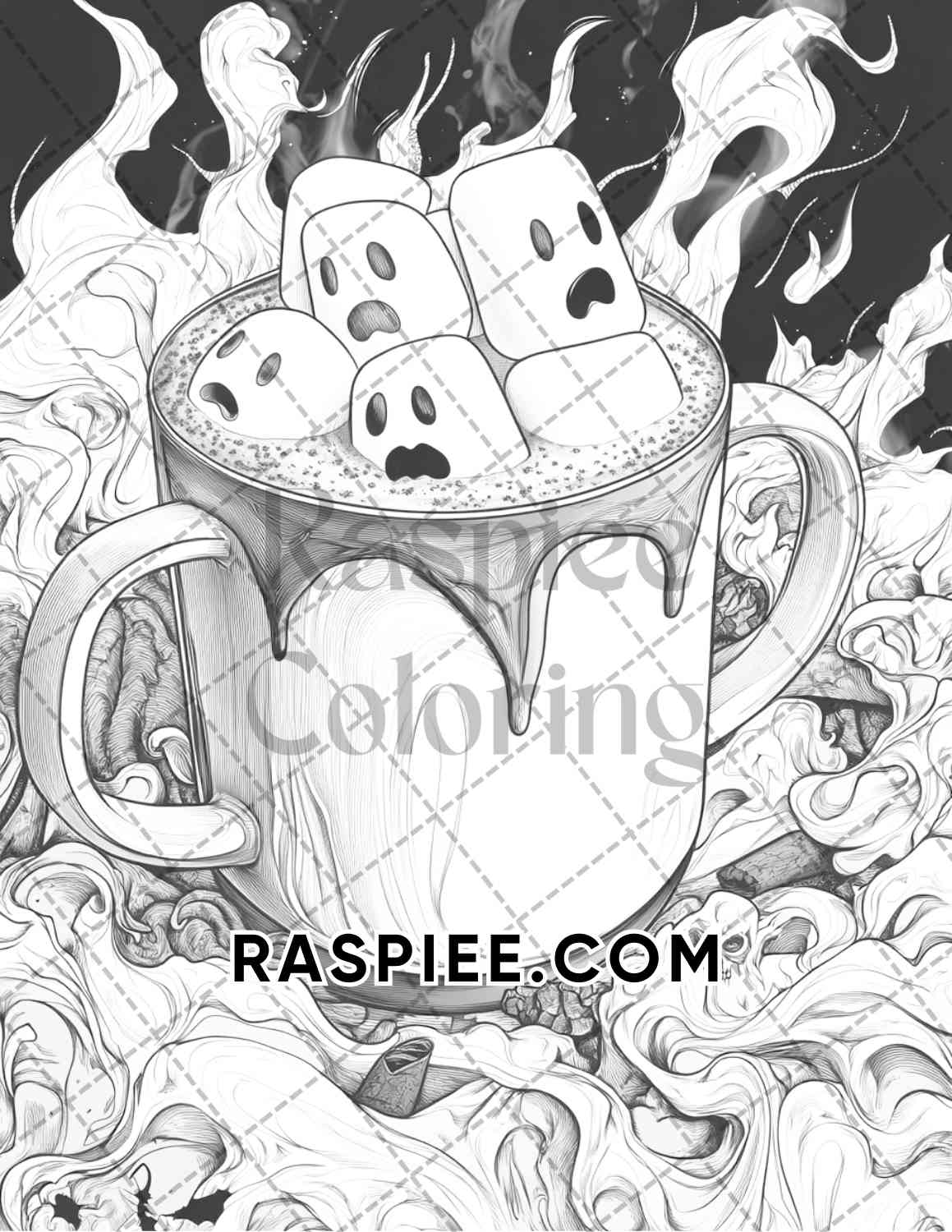 Spooky Desserts Halloween Adult Coloring Pages Printable PDF