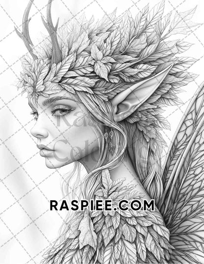 Fairy Beauties Portrait Adult Coloring Pages Printable PDF Instant Download