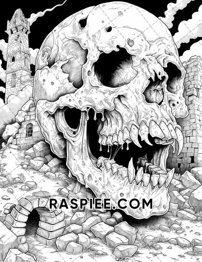 50 Spooky Monsters Halloween Adult Coloring Pages Printable PDF Instant Download