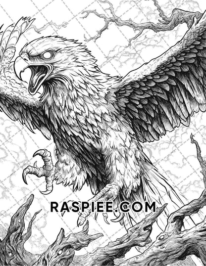 Horror Animals Halloween Adult Coloring Pages Printable PDF Instant Download