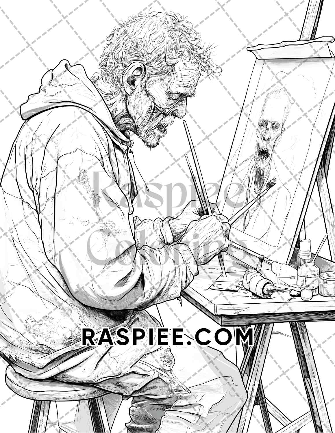 Scary Zombies Halloween Adult Coloring Pages Printable PDF Instant Download