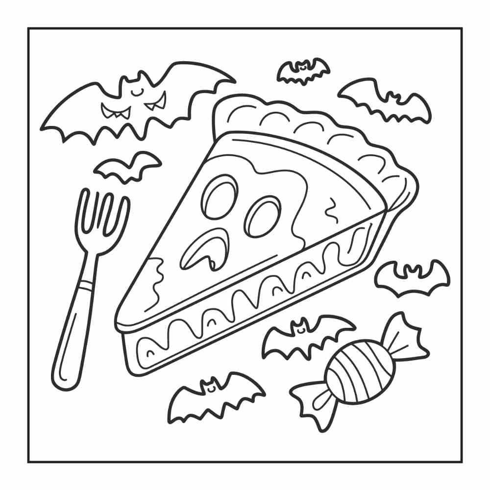 100 Bold Easy Spooky Food & Drinks Coloring Pages Printable PDF Instant Download - RASPIEE