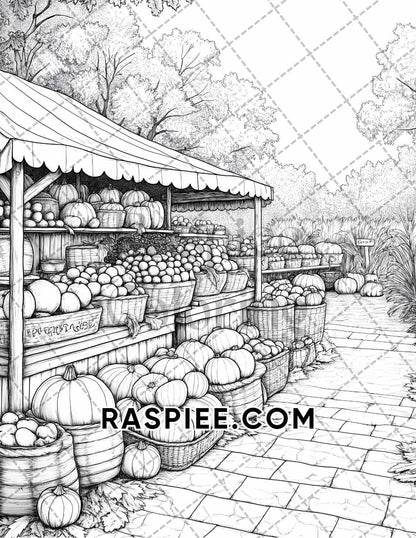 Autumn Charm Adult Coloring Pages Printable PDF Instant Download - RASPIEE