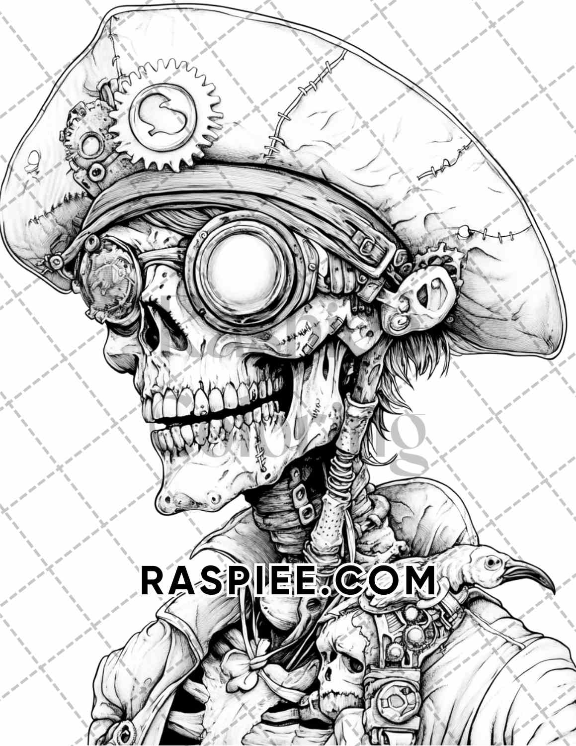 Steampunk Halloween Adult Coloring Pages Printable PDF Instant Download