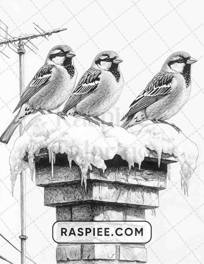 80 Winter Birds Adult Coloring Pages