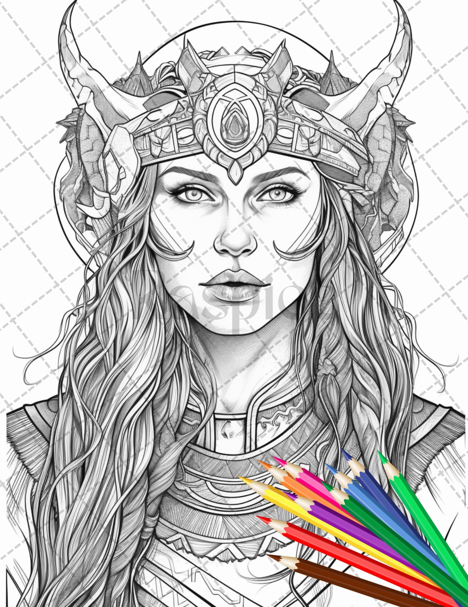 36 Viking Women Warrior Printable Coloring Pages for Adults, Nordic Culture Grayscale Coloring Book, Printable PDF File Download - raspiee