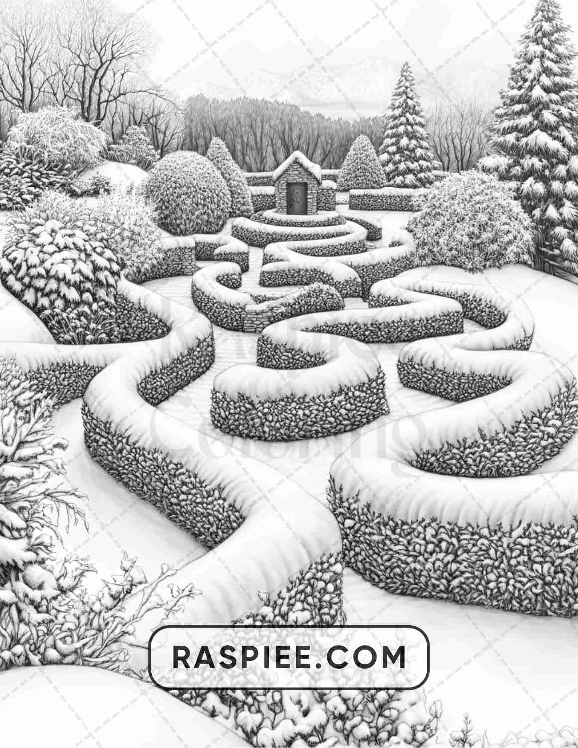 82 Winter Landscapes Adult Coloring Pages - RASPIEE