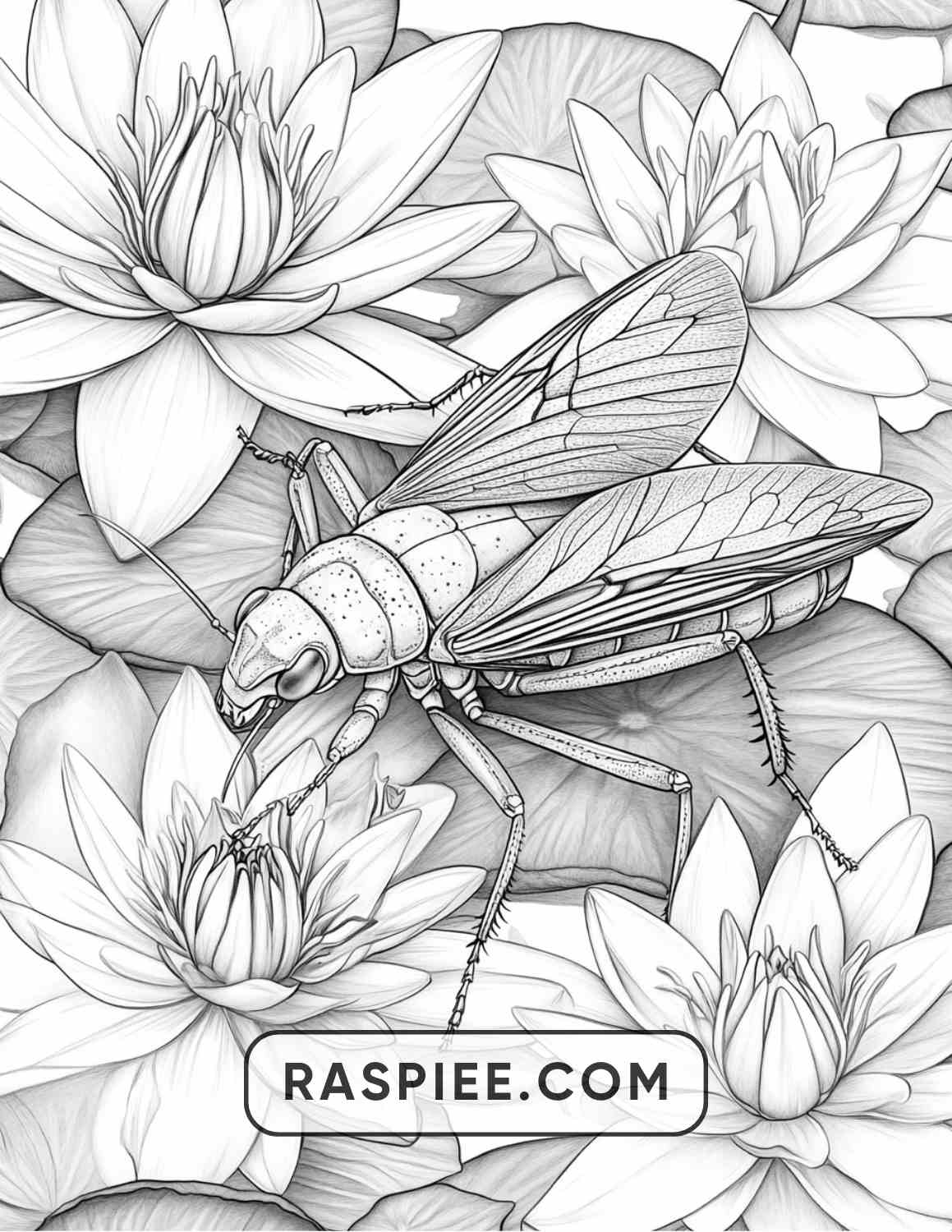 Insects and Flowers Adult Coloring Pages - RASPIEE