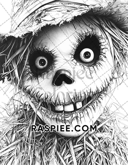 Horror Demons Halloween Adult Coloring Pages Printable PDF Instant Download