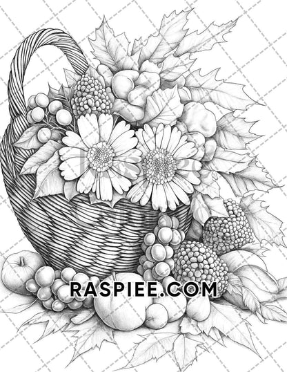 Fall Flowers Adult Coloring Pages Printable PDF Instant Download - RASPIEE