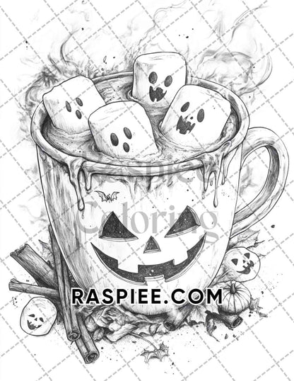 Spooky Desserts Halloween Adult Coloring Pages Printable PDF