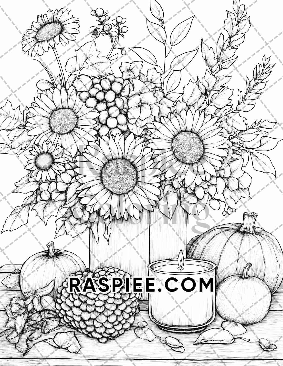 Autumn Charm Adult Coloring Pages Printable PDF Instant Download - RASPIEE