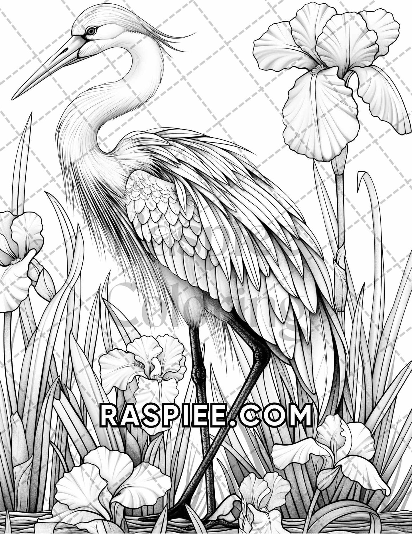 75 Animals in Flowers Grayscale Adult Coloring Pages Printable PDF Instant Download - RASPIEE