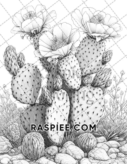 Succulent Blossoms Adult Coloring Pages Printable PDF Instant Download