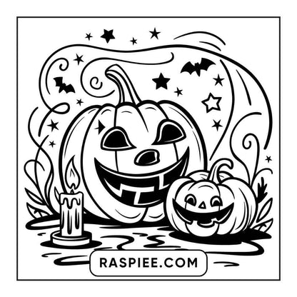 100 Bold and Easy Cute Halloween Coloring Pages Printable PDF Instant Download - RASPIEE