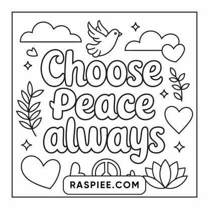 78 Bold and Easy Inspirational Words Coloring Pages Printable PDF Instant Download - RASPIEE