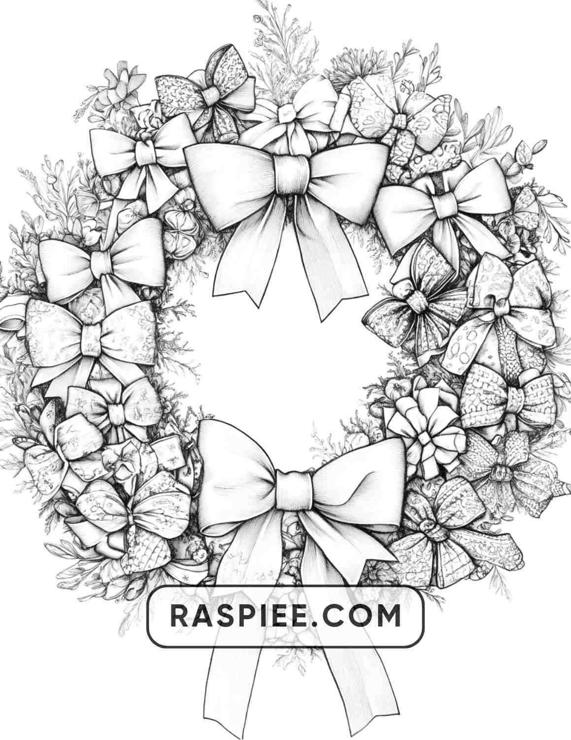 72 Christmas Wreaths Adult Coloring Pages - RASPIEE